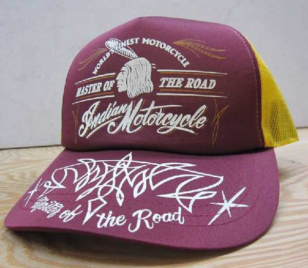 インディアンモーターサイクル(IndianMotorCycle)IM02218　MASTER OF THE ROAD　ピンスト・メッシュCap　IM02218-WINE　帽子