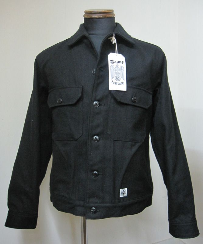 トランプMC(TRUMP MC)MECHANIC JACKETヘビーウェイトネップヘリンボーンジャケット-BLACK【送料無料】