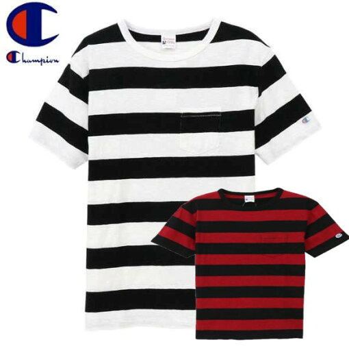 CHAMPION(チャンピオン)C3-P332 ポケット付きボーダー半袖TEEシャツ CHAMPION(チャンピオン)C3-P332 ポケット付きボーダー半袖TEEシャツ