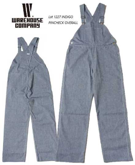 ウェアハウス(WAREHOUSE) Lot.1227 INDIGO PINCHECK OVERALL ONE WASH オーバーオール デニム【送料無料】