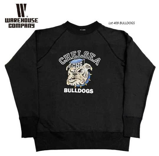 WAREHOUSE(ウエアハウス)　Lot.409 BULLDOGS RAGLAN SLEEVE SWEAT ラグランスリーブスウェット 日本製　 