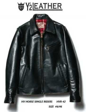 Y2 LEATHER(ワイツーレザー）HVR-42　SIZE44 /46　　 ホースシングルライダースHV HORSE SINGLE RIDERS　【送料無料】レザージャケット　アメカジ　ヴィンテージ