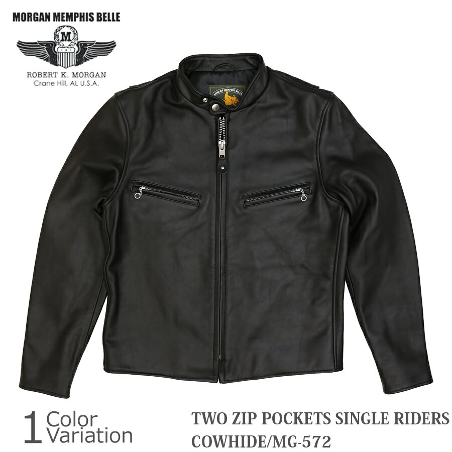 MORGAN MEMPHIS BELLE TWO ZIP POCKETS SINGLE RIDERS ”COWHIDE