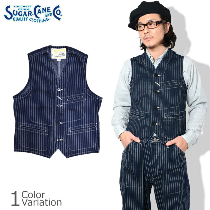 SUGAR CANE & Co.（シュガーケーン） 9oz. WABASH STRIPE WORK VEST ウォバッシュ ストライプ ベスト SC12654