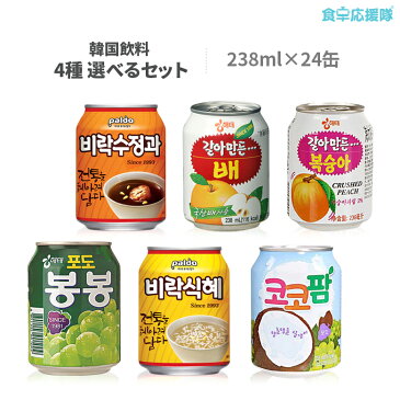 韓国ジュース 24本セット すりおろし梨、もも、ぶどう シッケ スジョンガ 238ml×24本 選べる4種 ヘテ