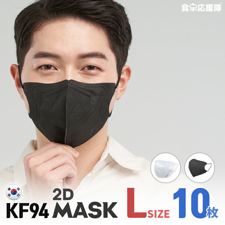 KF94 2Dマスク Lサイズ 10枚セット 医薬部外品 ブラック マスク 大人用 BIRD MASK KF(Korea Filter)94 韓国製 セレブマスク 白 黒 2D立体マスク 4段階フィルター 花粉 PM2.5 黄砂