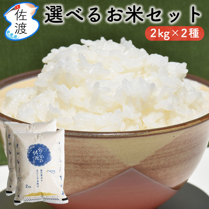 令和3年産 選べる佐渡のお米セット2kg×2品種（白米）コシヒカリ 新之助 ミルキークイーンにじのきらめき こしいぶきちほみのり つきあかりお試し 味見 味比べ 食べきりお米セット お米【全国一律送料無料(沖縄県を除く)】【普通便で発送】