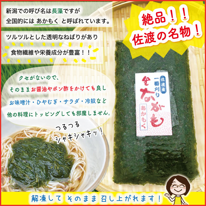 楽天市場 3 8入荷予定 佐渡産 生ながも あかもく 一番刈り 0g 佐渡特産品 新潟県 長藻 アカモク マルハフーヅ まるは海藻 そのまま 味噌汁 ごはん ぶっかけ おかず 酢の物 蕎麦 うどん クール冷凍便で発送 食の宝島佐渡 楽天市場店
