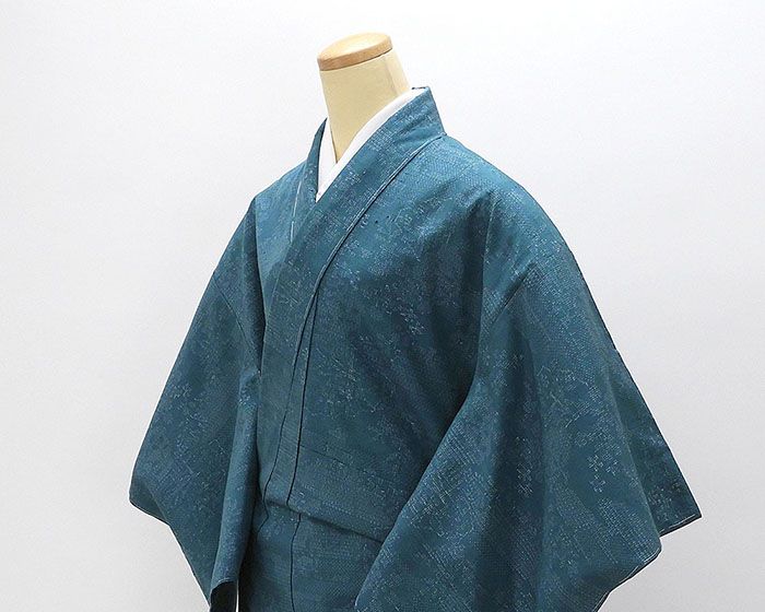 ＼20％OFFクーポン配布中！／紬 未着用美品 正絹 本場結城玉紬 幾何模様 身丈159cm 裄丈65cm 紬 未使用 新古品 着物 d4044