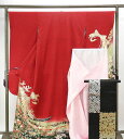 \30%OFFクーポン配布中!/振袖 正絹 四季花熨斗目模様 身丈166cm 裄丈67cm 振袖3点セット 美品 リサイクル 着物 e0722