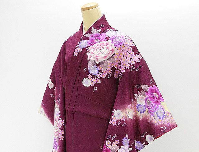 振袖 新品仕立済 正絹 薔薇牡丹模様 振袖 新品 仕立て上がり 着物 e1002