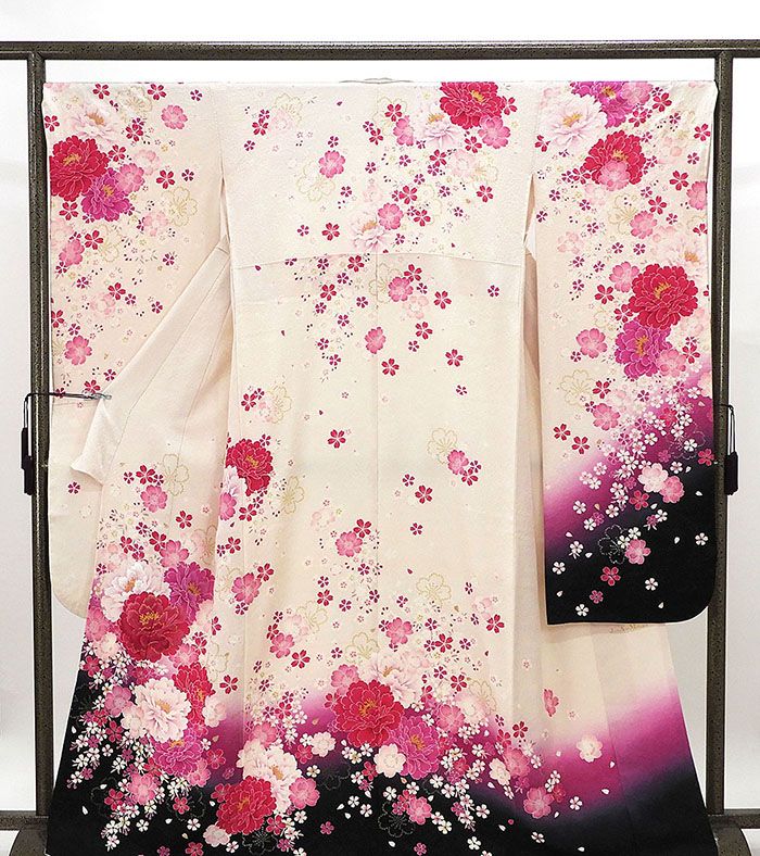 Rakuten - ＼10％OFFクーポン配布中／振袖 正絹 花模様 JunAmiMisako 身丈164cm 裄丈67.5cm リサイクル 中古 着物 e4055