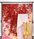\30%OFFクーポン配布中!/振袖 正絹 四季花手毬模様 5点セット 身丈167cm 裄丈71cm 袋帯 長襦袢 帯締め 帯揚げ 振袖5点セット リサイクル ...