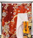 \20%OFFクーポン配布中!/振袖 正絹 吉祥四季花模様 5点セット 身丈170.5cm 裄丈70.5cm 袋帯 長襦袢 帯締め 帯揚げ 振袖5点セット リサイクル 中古 着物 e4080