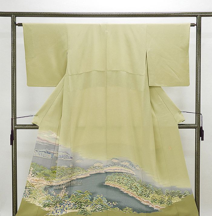 ＼30％OFFクーポン配布中！／色留袖 正絹 四季花風景模様 身丈152cm 裄丈62.5cm 色留袖 一つ紋 リサイクル 着物 f0014