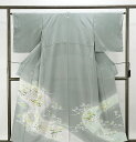 色留袖 未着用 四季花模様 正絹 身丈155cm 裄丈64.5cm 色留袖 丸に梅鉢 一つ紋 未使用 着物 フォーマル 結婚式 披露宴 f0171