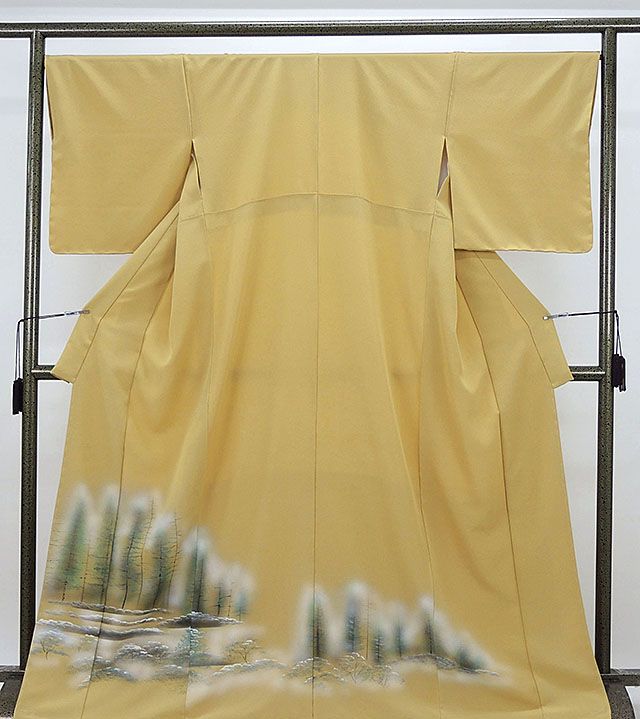 新春SALE＼30％OFFクーポン配布中／色留袖 新品仕立済 正絹 木立風景模様 色留袖 紋なし 新品 着物 f1006