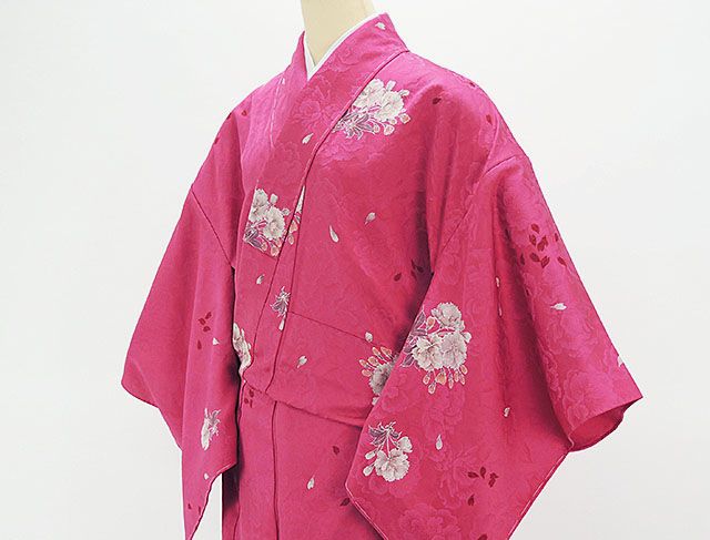 【ポイント10倍】単衣 小紋 新品 仕立て上がり 正絹 単衣 山本寛斎 Kansai 桜模様 小紋 新品仕立済 着物 wc1073