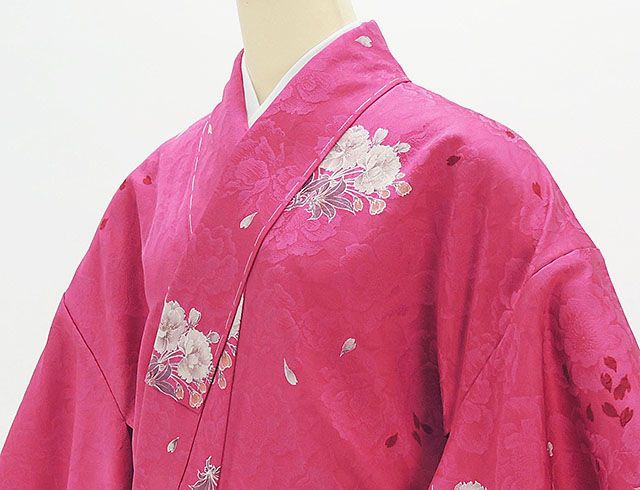 【ポイント10倍】単衣 小紋 新品 仕立て上がり 正絹 単衣 山本寛斎 Kansai 桜模様 小紋 新品仕立済 着物 wc1073