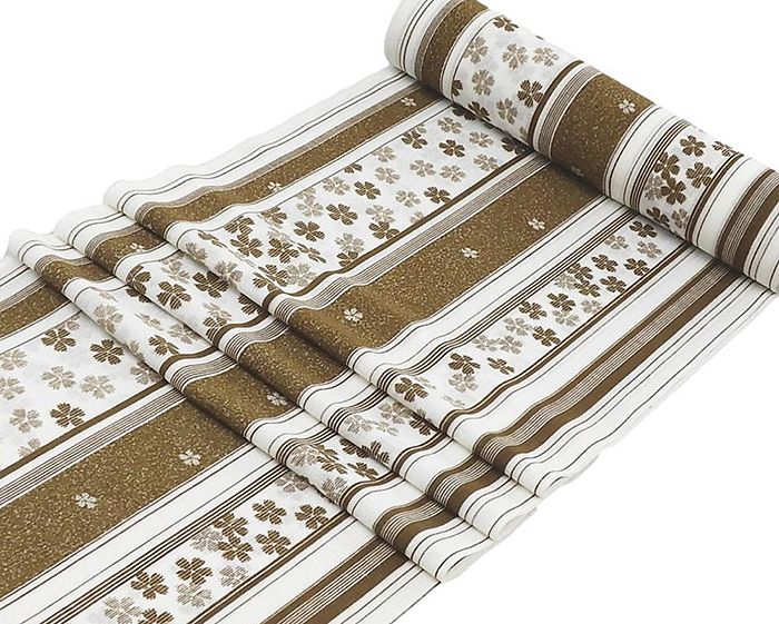 ＼30％OFFクーポン配布中！／夏物 小紋 反物 ポリエステル 紗 縦縞桜模様 洗える着物 小難あり 新品 未仕立 wc3260...