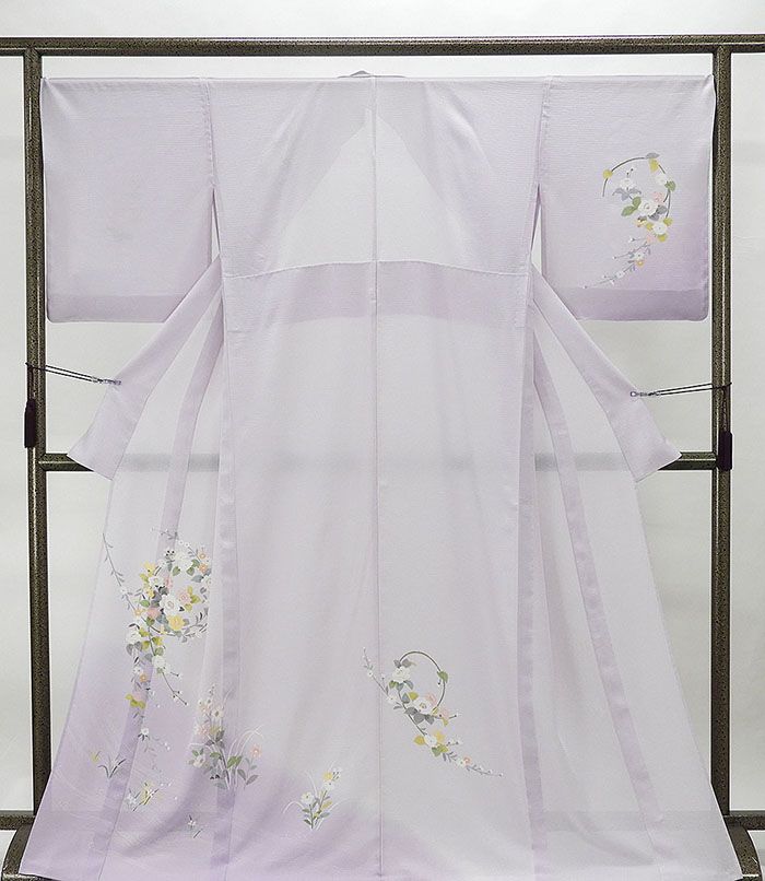 \30%OFFクーポン配布中!/夏物 訪問着 新品 仕立て上がり 正絹 夏物 花模様 身丈164.5cm 裄丈68cm 絽訪問着 夏 夏用 仕立済 着物 wb2344
