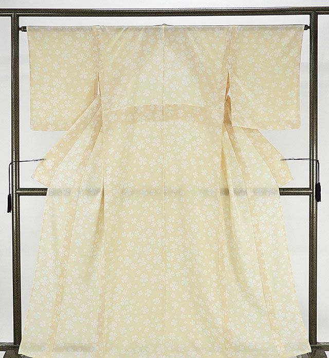 ＼30％OFFクーポン配布中！／夏物 小紋 新品 仕立て上がり 正絹 夏物 四つ葉模様 絽小紋 夏 夏用 仕立済 着物 wc2091