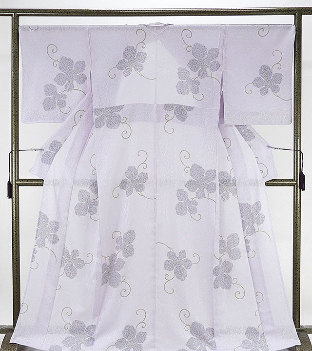 ＼30％OFFクーポン配布中！／夏物 小紋 新品 仕立て上がり 正絹 夏物 梶の葉模様 紋紗小紋 夏 夏用 仕立済 着物 wc2104