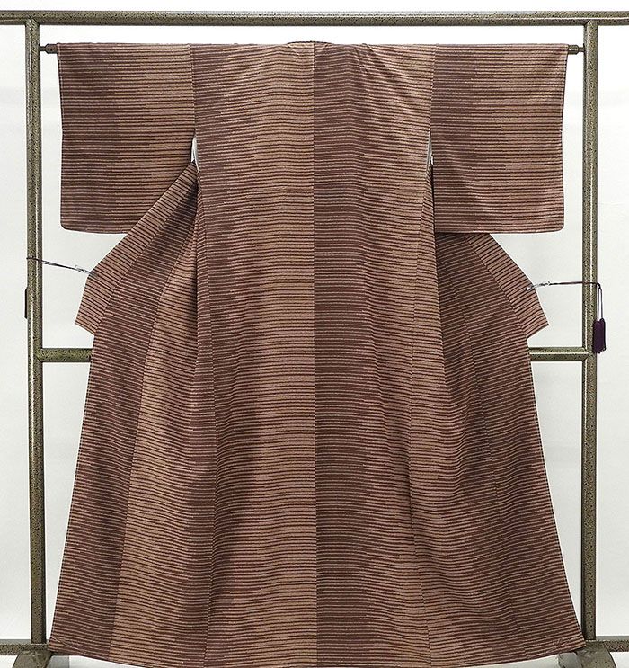 70％割引＼半額50％OFF+20％クーポン／小紋 未着用美品 正絹 横段模様 身丈158.5cm 裄丈64cm 小紋 未使用 新古品 着物 カジュアル c0298