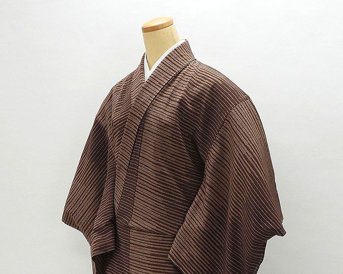 70％割引＼半額50％OFF+20％クーポン／小紋 未着用美品 正絹 横段模様 身丈158.5cm 裄丈64cm 小紋 未使用 新古品 着物 カジュアル c0298