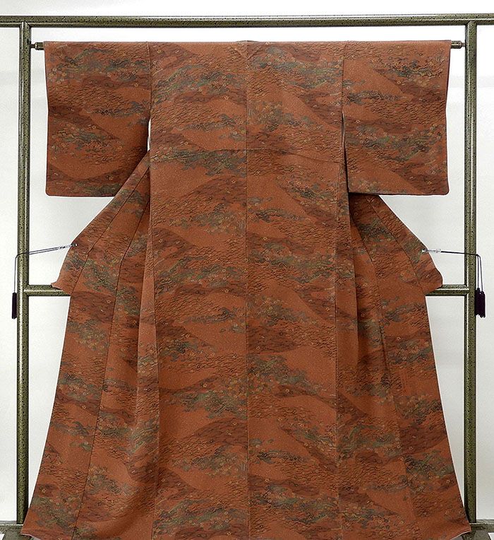 70％割引＼50％OFF+20％クーポン／小紋 正絹 二代目南部幸雄作 四季花家屋風景模様 小紋 良品 リサイクル 着物 c0670