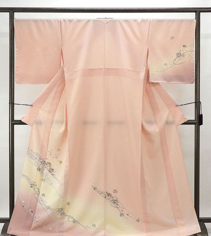 【ポイント10倍】単衣 訪問着 新品 仕立て上がり 正絹 単衣 四季花糸巻模様 身丈166cm 裄丈68cm 新品仕..