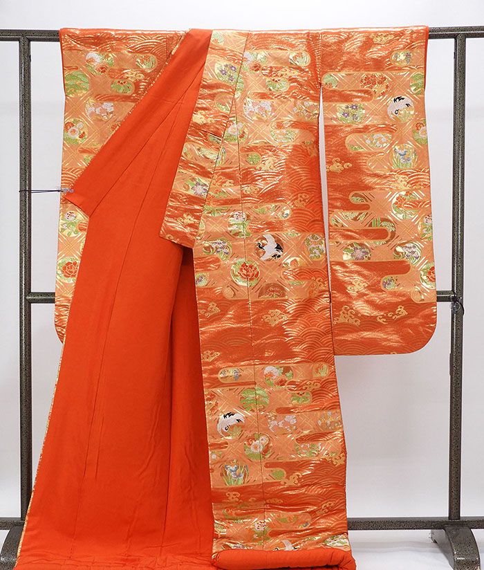 【ポイント10倍】色打掛 正絹 吉祥 四季花丸 打掛 花嫁衣裳 婚礼 中古 リサイクル ブライダル ウエディング 着物 e3204