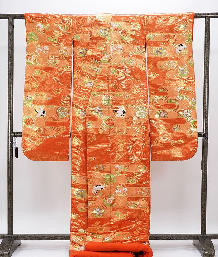 【ポイント10倍】色打掛 正絹 吉祥 四季花丸 打掛 花嫁衣裳 婚礼 中古 リサイクル ブライダル ウエディング 着物 e3204