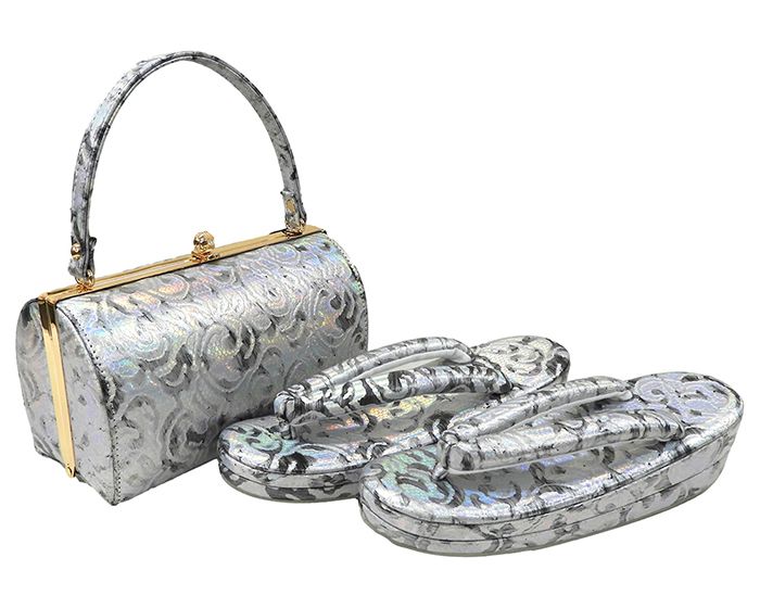 ＼10％クーポン+ポイント10倍／草履 バッグ 草履バッグセット フリーサイズ パイソン リーフ 振袖 訪問着 新品 n1434