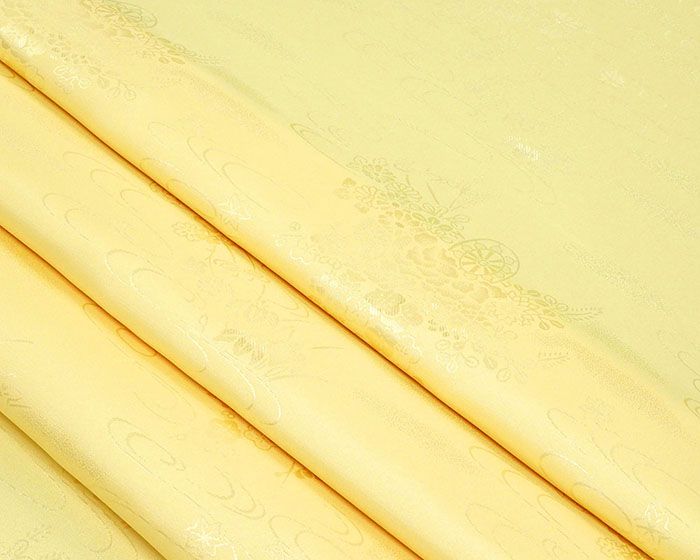 28時間限定＼30％クーポン+ポイント5倍／長襦袢 新品 ポリエステル 流水花車地紋 反物 イエロー レディース 未仕立 着物 p6108 3
