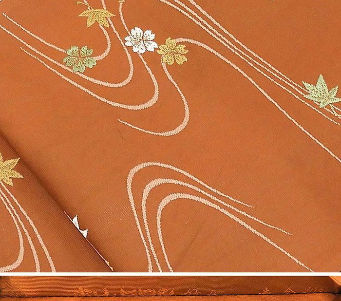 ＼半額 50％OFF+10％クーポン+ポイント10倍／袋帯 正絹 正絹 人形作家 ホリヒロシ 流水桜紅葉模様 袋帯 良品 リサイクル 中古 結婚式 入学式 卒業式 パーティー g0429 3