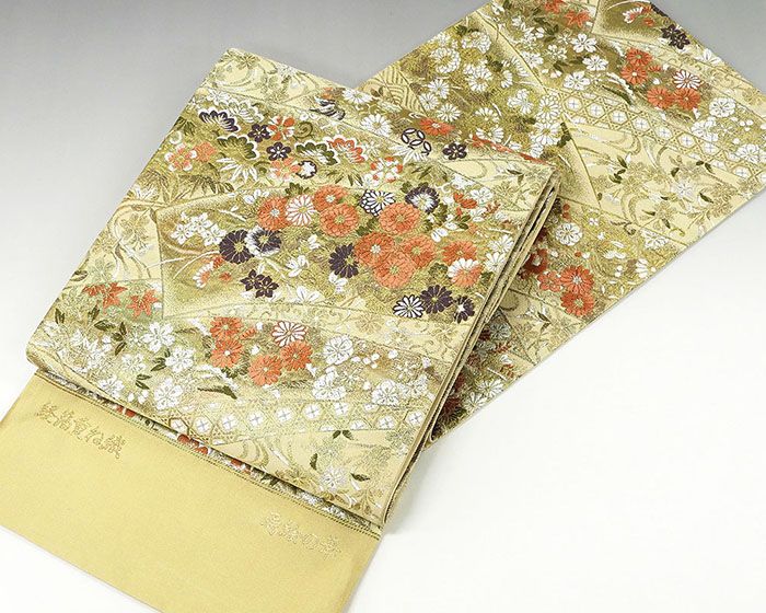 【ポイント10倍】袋帯 新品仕立付き 正絹 西陣 大光謹製 経箔重ね織 蒔絵の華模様 袋帯 未仕立 仕立て代込み g1495