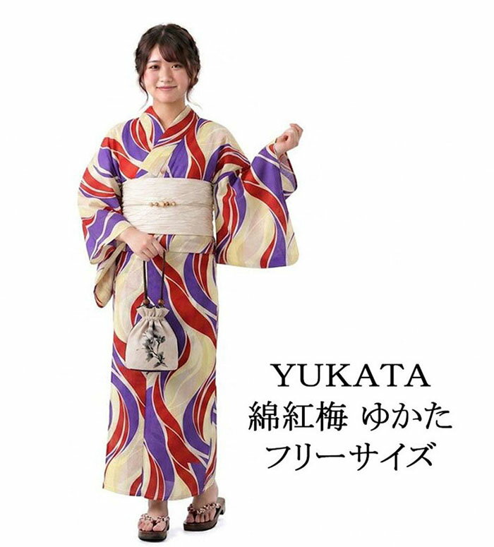 Rakuten - ＼20％OFFクーポン配布中／浴衣 レディース 単品 綿紅梅 綿浴衣 幾何 プレタ浴衣 ゆかた 綿 女性 大人 x0463