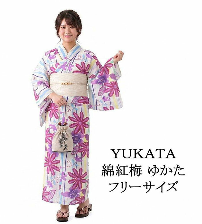 ＼20％OFFクーポン配布中／浴衣 レディース 単品 綿紅梅 綿浴衣 花 プレタ浴衣 ゆかた 綿 女性 大人 x0469