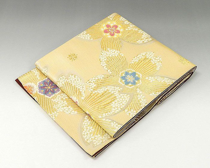 【ポイント10倍】袋帯 交織 桜模様 袋帯 振袖 リサイクル g0671