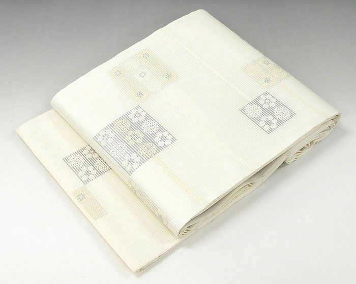 Rakuten - ＼20％OFFクーポン配布中！／夏物 袋帯 新品仕立済 正絹 夏物 西陣 橋本テル織物謹製 格子梅芽松模様 袋帯 新品 仕立て上がり y1212