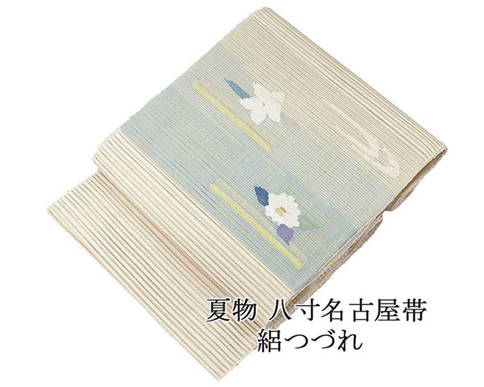 夏帯 名古屋帯 絽綴れ 正絹 新品 仕立て上がり 花 夏八寸帯 八寸 夏用 夏物 絽つづれ y5221