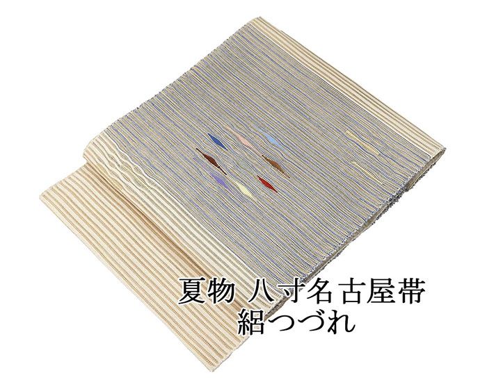 Rakuten - 夏帯 名古屋帯 絽綴れ 正絹 新品 仕立て上がり アイボリー 幾何学 夏八寸帯 八寸 夏用 夏物 絽つづれ y5235