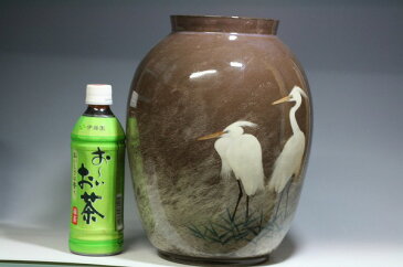 現川焼 臥牛窯「白鷺文花瓶」 長崎県無形文化財指定十三代横石臥牛作