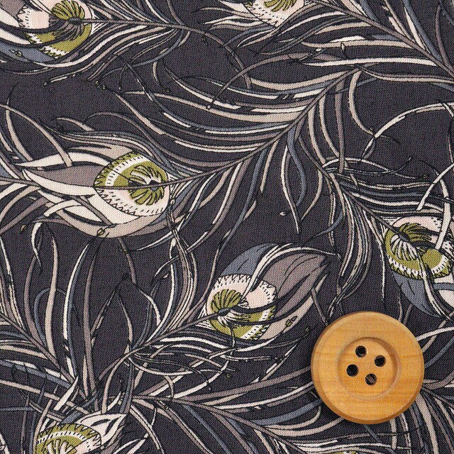 リバティ・ファブリックス タナローン（Feather Breeze チャコールグレー）フェザー・ブリーズ【DC3102..