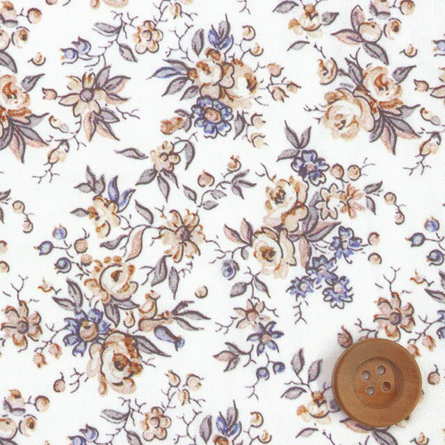 【サンドウ限定柄】リバティ・ファブリックス タナローン（Love Posies ラブ・ポージーズ）オレンジポプリ【DC33982L140・J24C】