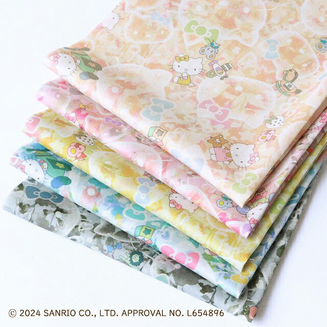 ◎リバティプリントお試しセット◎HELLO KITTY×LIBERTY FABRICS カットクロス5枚セット（Bubble Dreams）【定形外郵便発送なら送料無料】