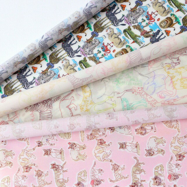 ◎リバティ・ファブリックスお試しセット◎【ラミネート加工】『Organic Tana Lawn(TM) Collection Vol.3』カットクロス3枚セット（Neon Safari）