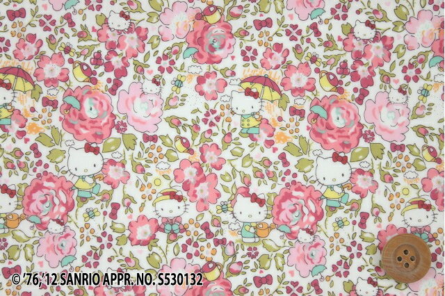 ハローキティ×リバティプリント タナローン【ラミネート加工】（Felicite Hello Kitty ピンク）フェリシテ・ハローキティ【サンドウ限定復刻色】【DC27904・12A】