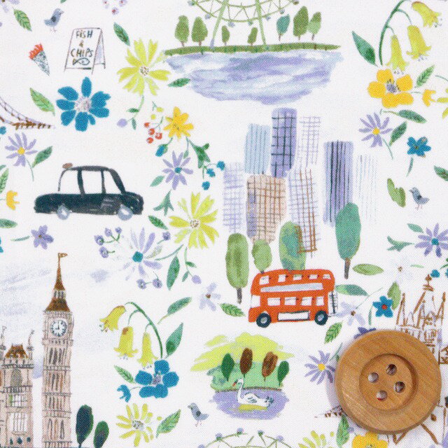 リバティプリント タナローン（Pride And Bloom グリーン＆ライトブルー）プライド・アンド・ブルーム【363J6801・C】のサムネイル